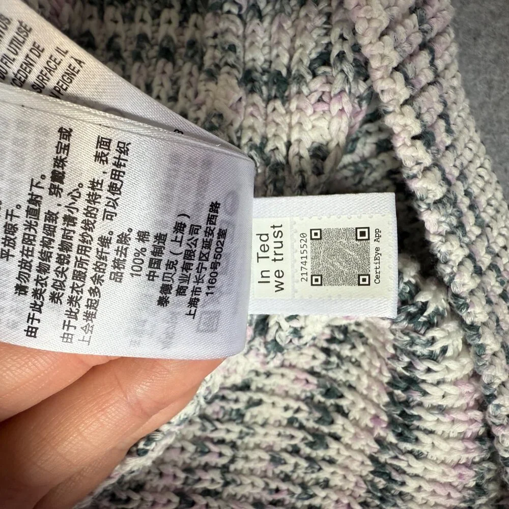 Ted Baker Aspel Puff Sleeve Marled Knit Sweater Tie Back Women Size 5‎ US 12 NWT